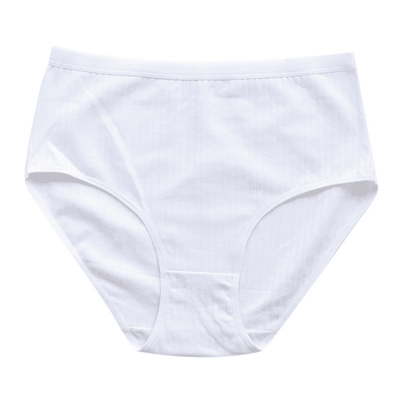 Fulorrnie High Waisted Cotton Panties Tummy Control Seamless Underwear Plus Size Breathable Briefs Contour Stitching, White, XXL