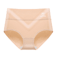 thumbnail image 1 of Fulorrnie High Waisted Cotton Panties for Women Seamless Underwear Wide Elastic Band Briefs No Show Tummy Smoothing Waistband Soft Daily Wear, Light Yellow, XL, 1 of 3