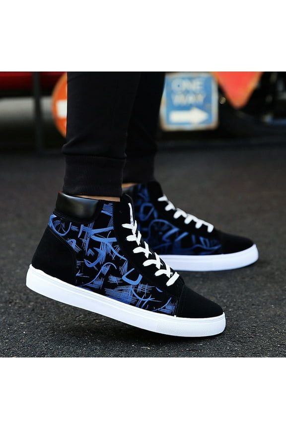 Men's High Top Canvas Sneakers Lace up Classic Casual Walking Shoes