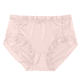 thumbnail image 1 of Fulorrnie Mid Rise Lace Satin Women's Panties Silk Lined Gusset Seamless No Show Underwear Decorative Bow Detail, Light Pink, L, 1 of 4