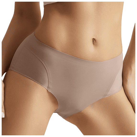Fulorrnie Seamless Mid Rise Women's Underwear Cooling Fabric No Show Athletic Panties for Workouts Everyday Wear, Khaki, S