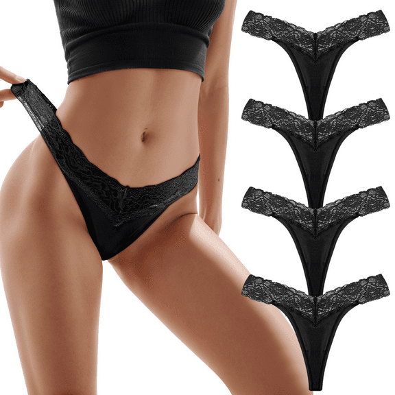 Fulorrnie Underwear for Women Breathable Cheeky Comfort Cute Panty Bikini Thong Banded Waist Elastic Panties Black XL