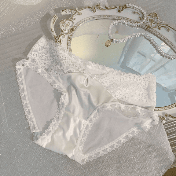 Fulorrnie Underwear for Women Cheeky Bikini Breathable Cute Panty Elastic Waist Side Moisture Wicking Panties, White, L