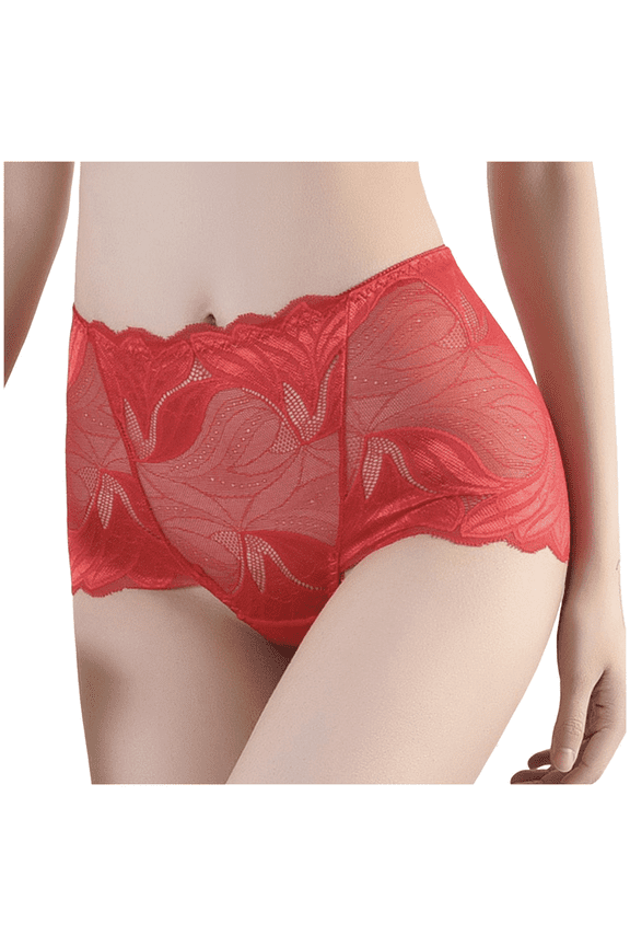 Underwear for Women Comfort Cheeky Breathable High Waisted Panties Cute Ventilated Panty, Red, XXL
