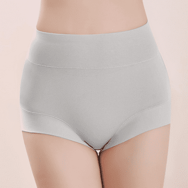 Fulorrnie Underwear for Women Plus Size High Waist Tummy Control Seamless Panty Briefs Banded Stretchable Panties Grey XL