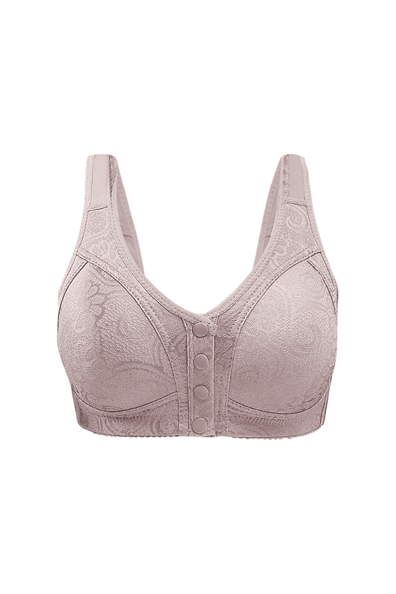 Wire Free Front Closure Bras for Women Adjustable Wide Strap Sports Bra Bralette Uplift Support Push Up Comfort No Underwire Lingerie, Pink, 44