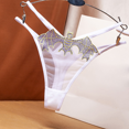 thumbnail image 1 of Fulorrnie Women's Bat Embroidered Thong Underwear Crisscross Straps Seamless Panties Lingerie Briefs Nylon Spandex Stretch Fit No Show Delicate Design, White, One Size, 1 of 4