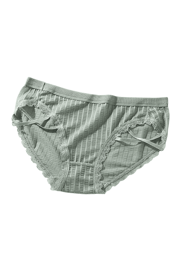 Women's Embroidered Butterfly Lace Bikini Panties Breathable Stretch Nylon Underwear Crisscross Strap Detailing, Green, One Size