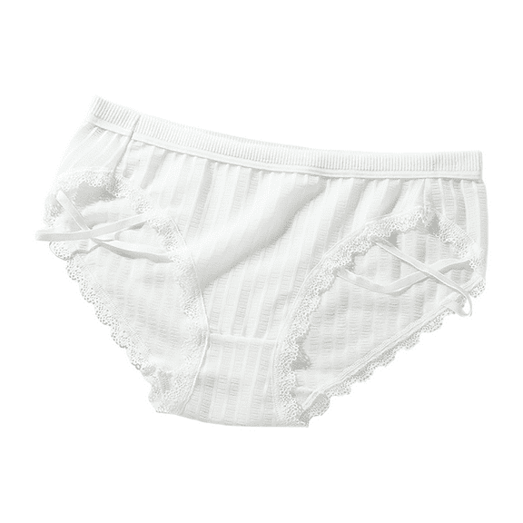 Fulorrnie Women's Embroidered Butterfly Lace Bikini Panties Breathable Stretch Nylon Underwear Crisscross Strap Detailing, White, One Size