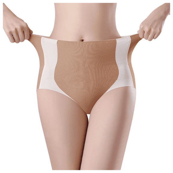 Fulorrnie Women's High Waisted Seamless Underwear Tummy Control Breathable Cotton Gusset Comfortable Mesh for All Day Wear, Coffee, L