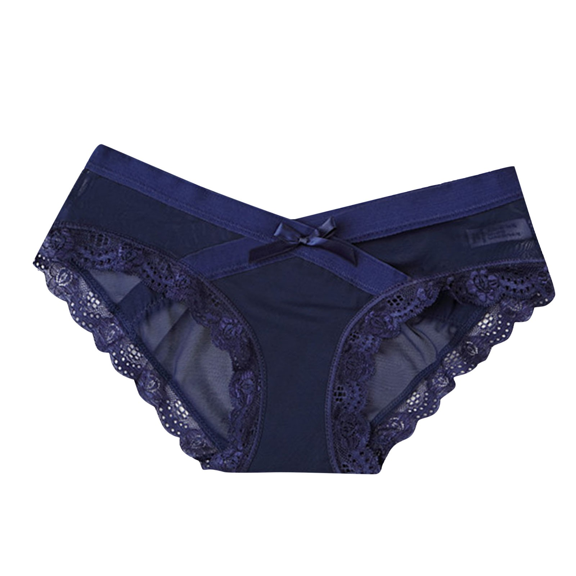 Fulorrnie Women's Lace Panties Sexy Low Rise Thong Breathable Cotton Gusset, Comfortable Stretch Tummy Control Underwear, Dark Blue, M