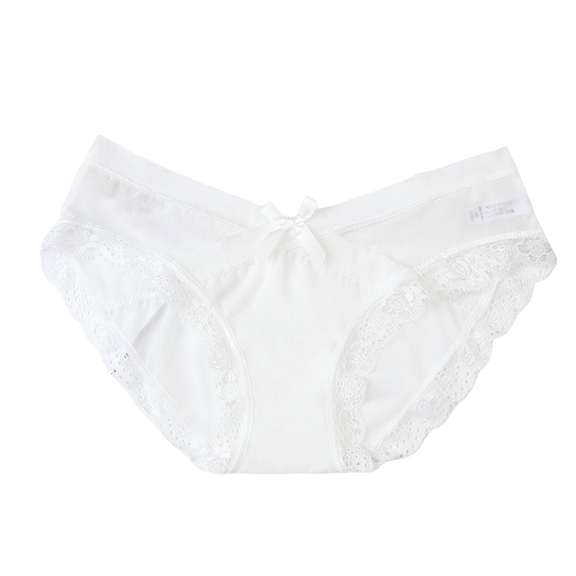 Fulorrnie Women's Lace Panties Sexy Low Rise Thong Breathable Cotton Gusset, Comfortable Stretch Tummy Control Underwear, White, M