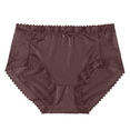 thumbnail image 1 of Fulorrnie Women's Lace Satin Panties Mulberry Silk Gusset, Adjustable Bow Wave Edging Mid Rise Comfort Underwear, Brown, M, 1 of 4