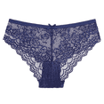 thumbnail image 1 of Fulorrnie Women's Lace Thong Underwear Bow Accent Sexy Breathable Cotton Lined Panties, Dark Blue, XL, 1 of 3