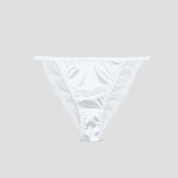 Fulorrnie Women's Lace Thong Underwear Sheer Mesh Panel Stretch Nylon Spandex, Tummy Control, No Show Briefs, White, L