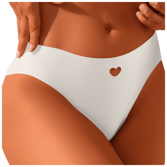 Fulorrnie Women's Low Rise Stretch Panties Breathable Underwear Briefs Heart Cutout Comfort Waistband No Slip Leg Openings, Light Gray, M
