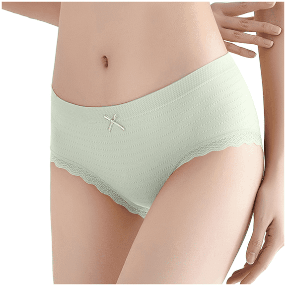 Fulorrnie Women's Mid Rise Lace Panties Cross Seamless Comfort, 95% Nylon 5% Spandex Underwear, Green, One Size