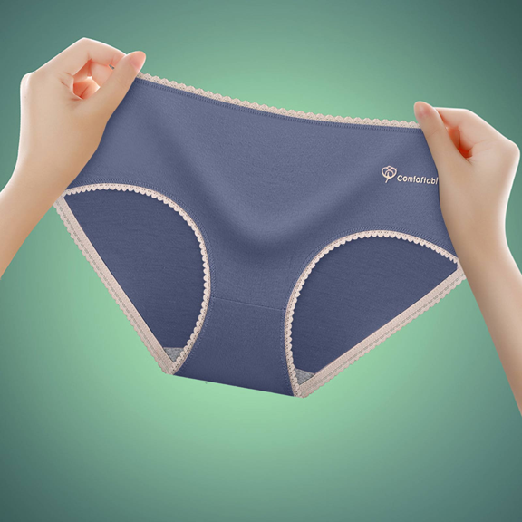 Fulorrnie Women's Mid Rise Lace Underwear Tummy Control Soft Nylon Spandex Blend, Breathable Anti Rolling Design, Dark Gray, L