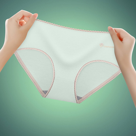 Fulorrnie Women's Mid Rise Lace Underwear Tummy Control Soft Nylon Spandex Blend, Breathable Anti Rolling Design, Green, L