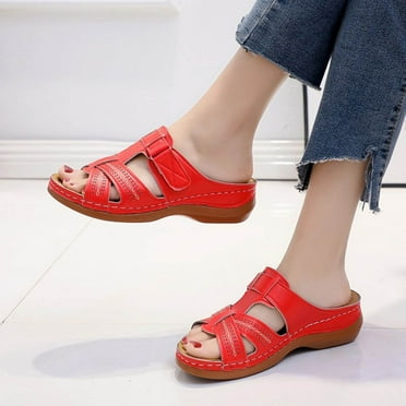 Fulorrnie Womens Sandals Bohemian Flip Flops for Women Summer Beach Flat Straw Sandals Comfort Slip-Ons Slippers Shoes