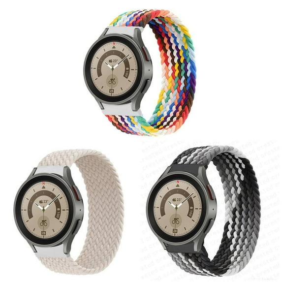 Fulsaxad (1Pack/3Pack) 20mm No Gaps Nylon Bands for Samsung Galaxy Watch 5 5 40mm 44mm/ Watch 5 Pro 45mm Women Men Braided Solo Loop Sports Wristband Bracelet for Galaxy Watch 4 Classic 42mm 46mm