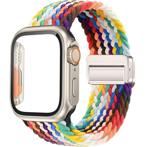 Fulsaxad Compatible with Apple Watch Bands and Case 41mm 40mm 38mm 45mm 44mm 42mm Stretchy Braided Solo Loop iWatch Bands for Aplle Watch Sieres 9 8 7 SE 6 5 4 3 2 1 for Women Men