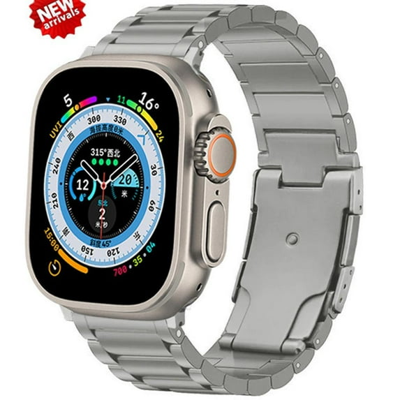 Fulsaxad Titanium Band Compatible with Apple Watch Ultra 2 Strap 49mm 45mm 44mm 42mm 41mm 40mm 38mm, Metal Strap for iWatch Ultra SE Series 9 8 7 6 5 4 3 2 1 Replacement Wristbband for Men Women