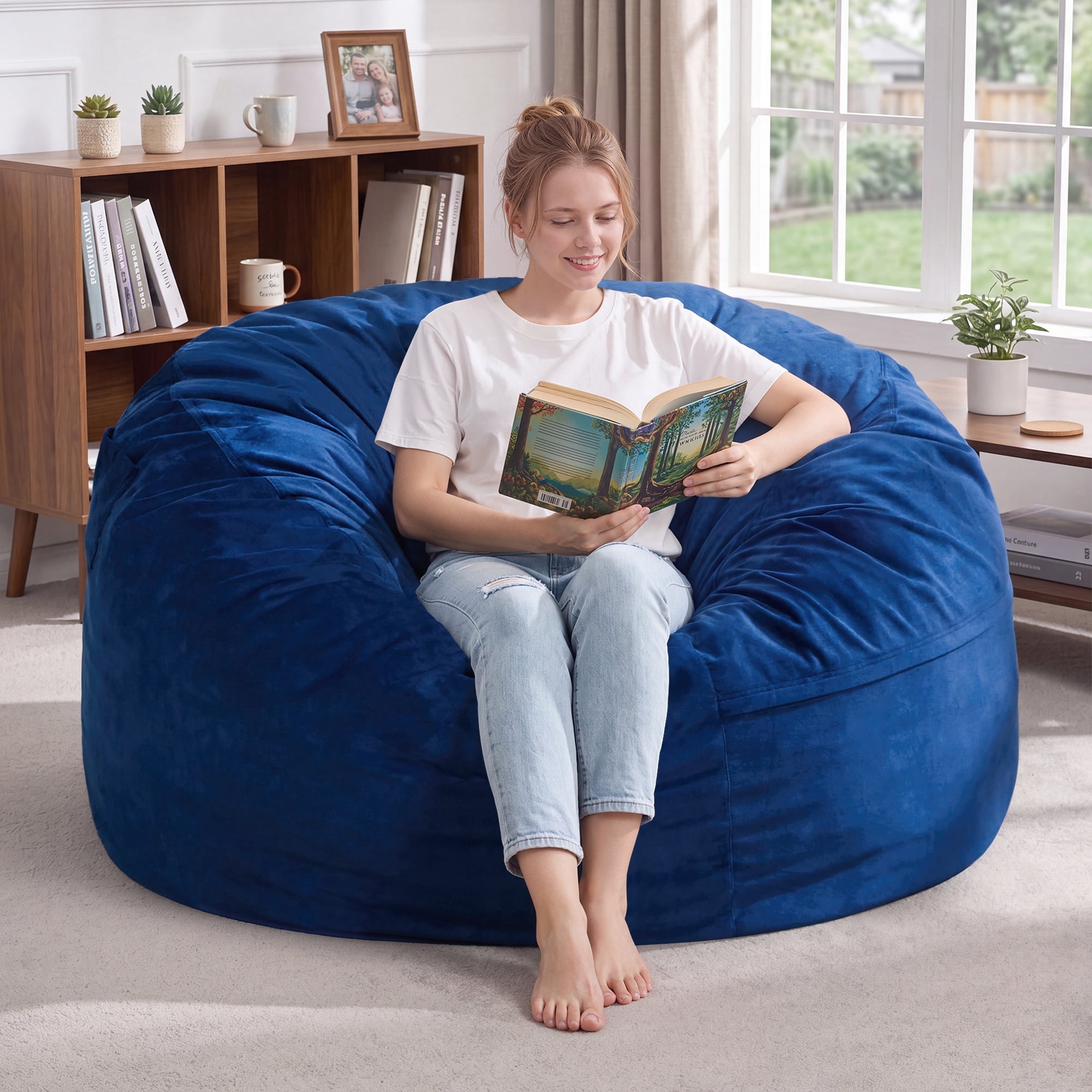 Big Joe, Bean Bag Chair, 2.5 feet, Navy Smartmax Durable Polyester