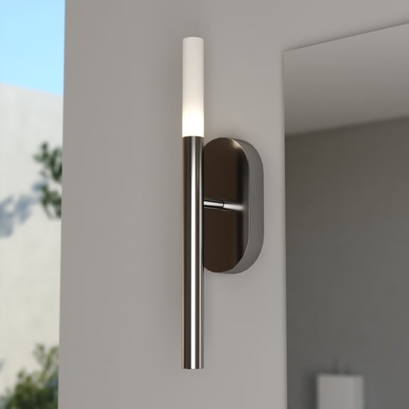 Fulton 1 Light Integrated LED Chrome Contemporary Wall Sconce White Acrylic