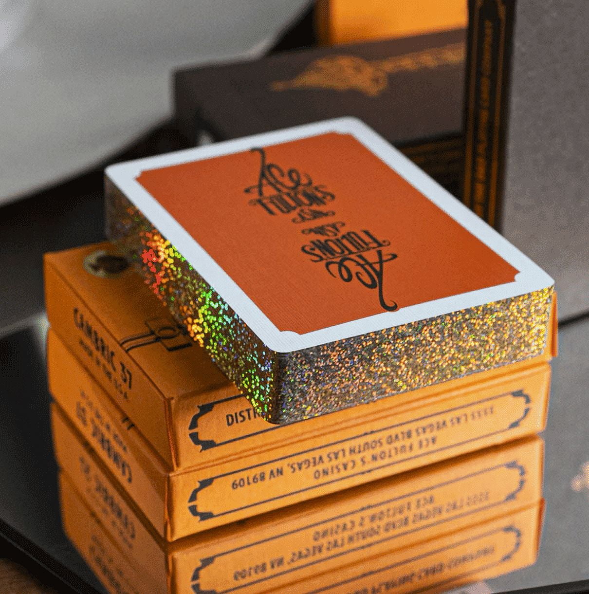 Fulton 10 Year Anniversary Sunset Orange (Disco Gold Gilded) Playing Cards