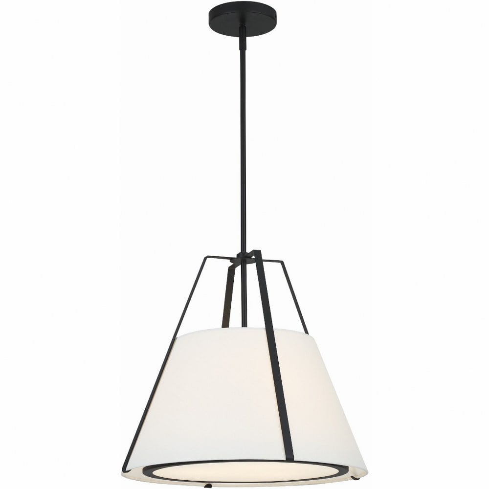 Fulton Black and White Silk 3-Light Pendant