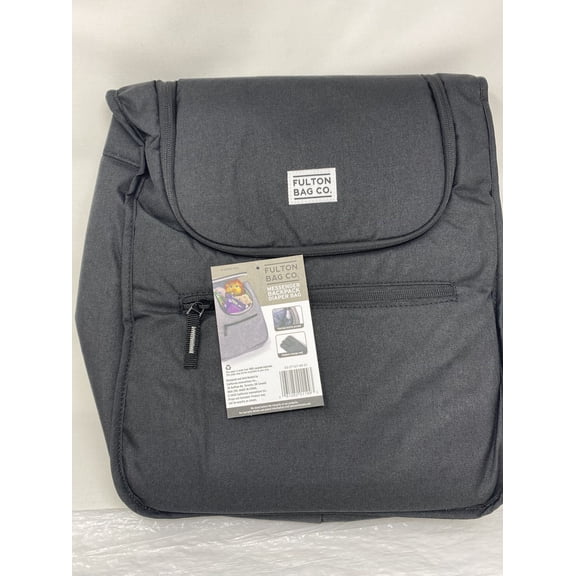 Fulton Bag Co. Expandable Messenger Backpack Diaper Bag - Black