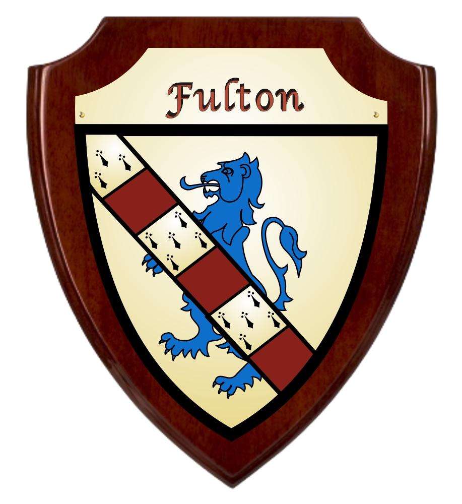 Fulton Irish Coat of Arms Shield Plaque - Rosewood Finish