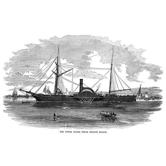 Fulton Steam Frigate 1814. Nthe Fulton Steam Frigate (Also Known As 'Demologos' And 'Fulton The First') Designed By