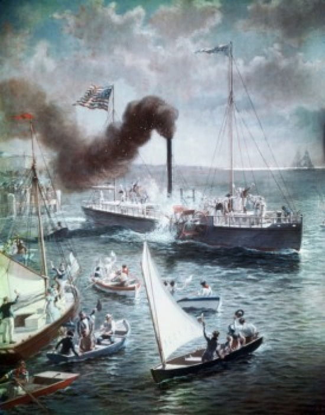 Fultons Triumph the Clermont 1807 Henry Alexander Ogden (1856-1936American) Canvas Art - Henry Alexander Ogden (18 x 24)