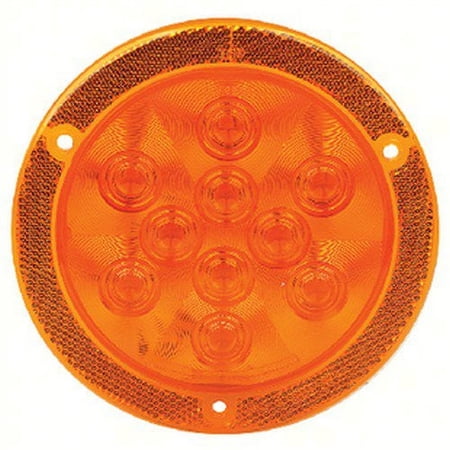 Fultyme RV 1152 LED 4" Round Sealed Light with Reflex Mounting Flange, Yellow - Parking/Turn Signal