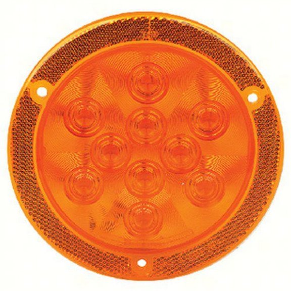 Fultyme RV 1152 LED 4" Round Sealed Light with Reflex Mounting Flange, Yellow - Parking/Turn Signal