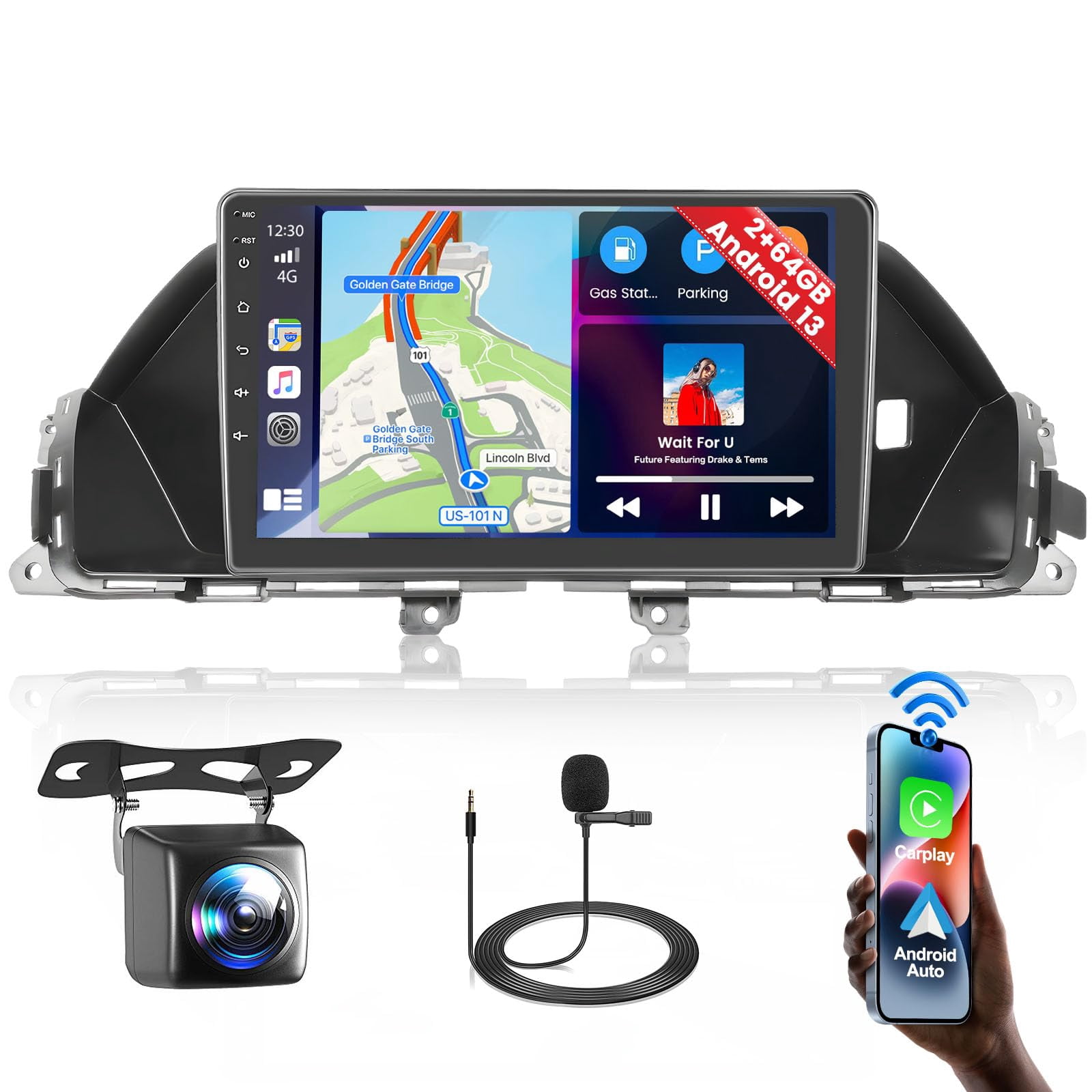 Fuluku Android 13 Car Stereo For Honda Odyssey 2005-2010 - 10.1" Touchscreen With Wireless CarPlay & Backup Camera
