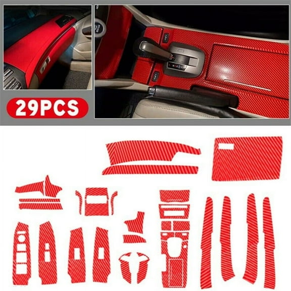 Fuluru 29Pcs Red Carbon Fiber Style Car Interior Trim Wrap For Honda Accord 2008-2012