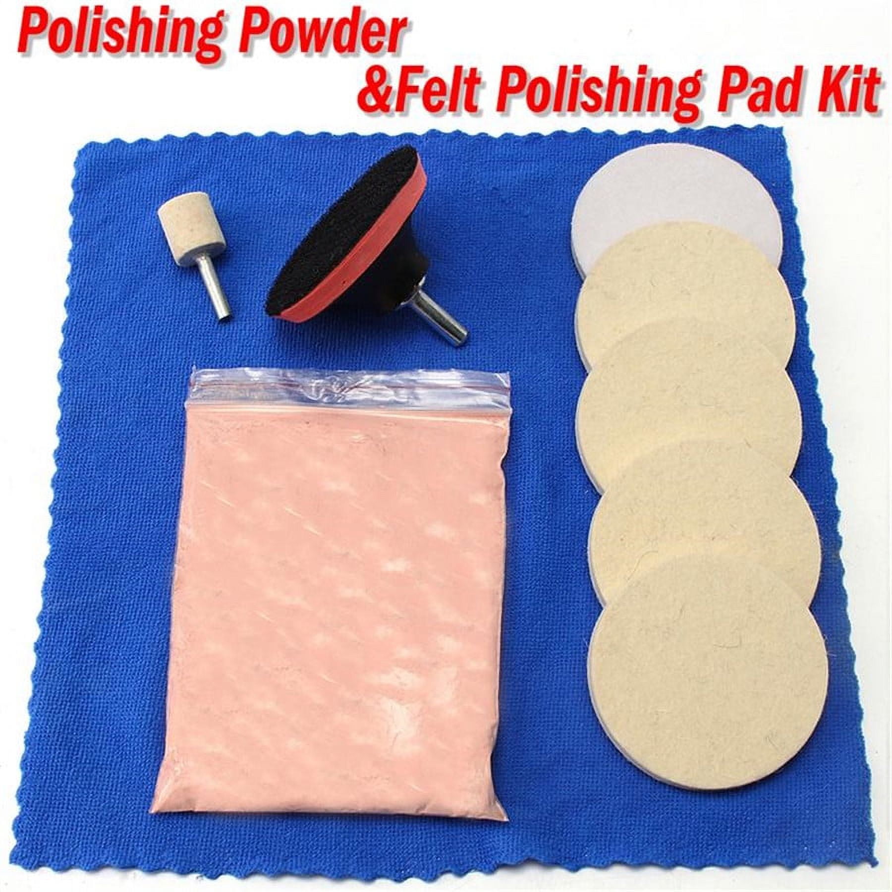Fuluru Car Glass Scrach Remover Polishing Felt Pad Cloth w/ 100g Cerium Oxide Powder US