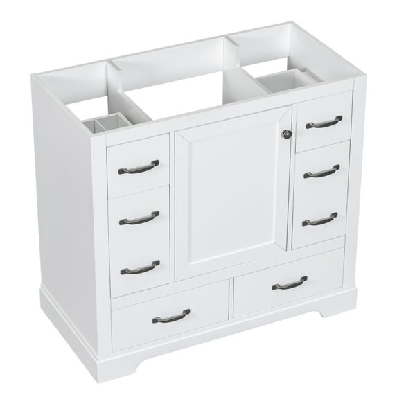 Fulvari 36" Bathroom Vanity, 6 Drawers Large Storage Spaces, Multi-Functional Drawer Divider, Adjustable Shelf