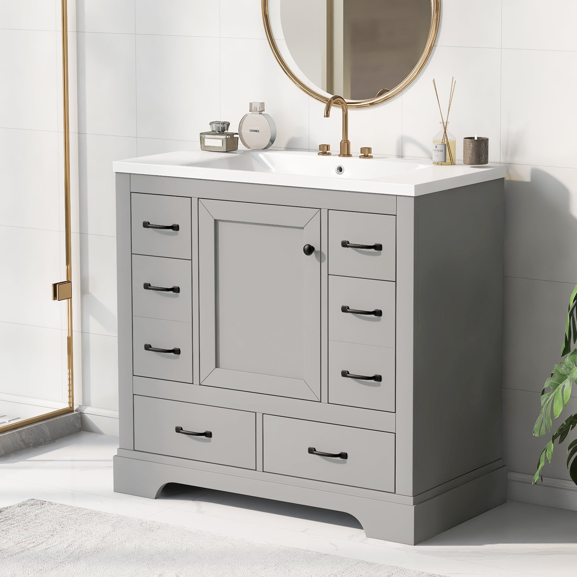 Fulvari 36 Inch Bathroom Vanity, Bathroom Storage Cabinet With Top Sink ...