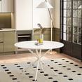 thumbnail image 1 of Fulvari 47.24 Inch Modern Round Dining Table, Circle Table With Cross Iron Legs And Removable Tabletop For Home Office Dining Room Kitchen Living Room Cafe, 1 of 9