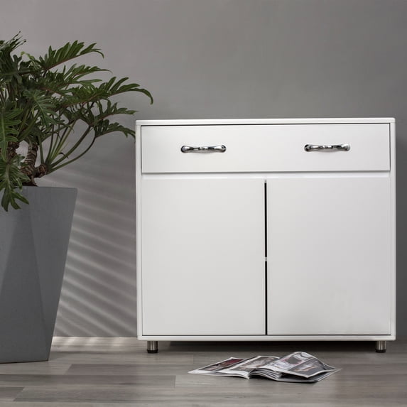Fulvari White Sideboard Buffet Storage Cabinet with 2 Drawers & 2 Doors, Entryway Console Side Tables for Living Room Dining Room Bedroom