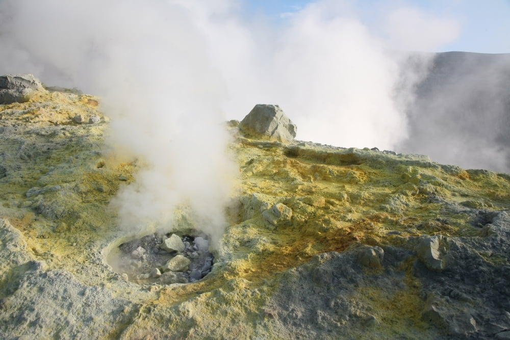 Fumarole field on rim of Vulcano Island Aeolian Islands Italy Canvas Art - Richard RoscoeStocktrek Images (18 x 12)