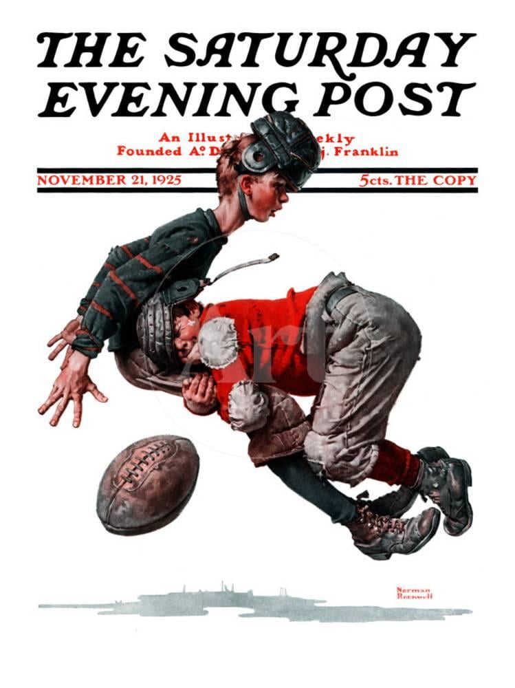 ロックウェルSaturday Evening Post 1925年 Fumble or Tackled Saturday Evening Post Cover, November 21,1925