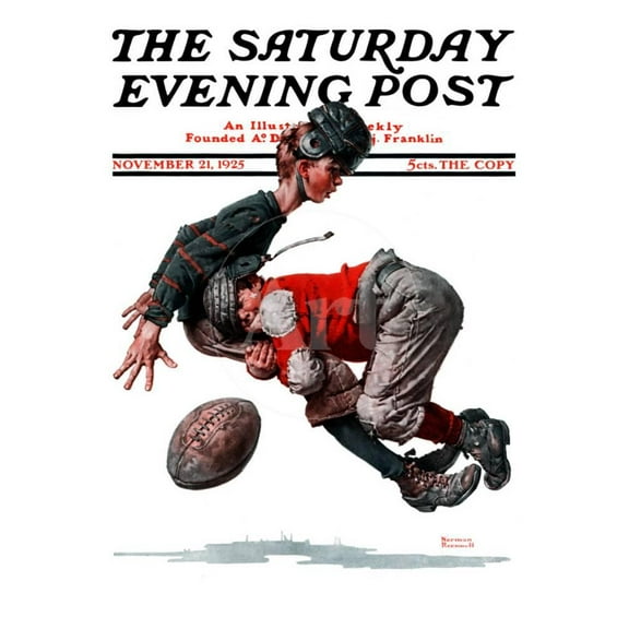 Fumble or Tackled Saturday Evening Post Cover, November 21,1925, Figurative Unframed Giclee Print Wall Art by Norman Rockwell Sold by Art.Com