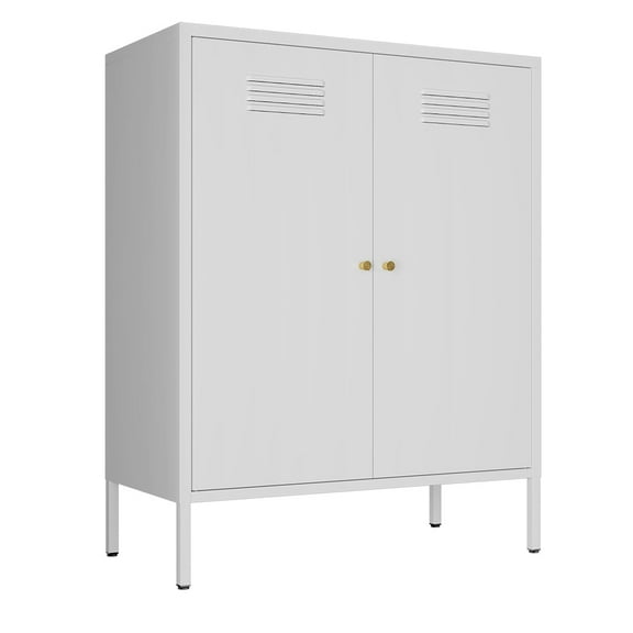 Fumedo Metal Cabinet,Metal Locker Storage Cabinet with 2 Doors and Adjustable Shelves