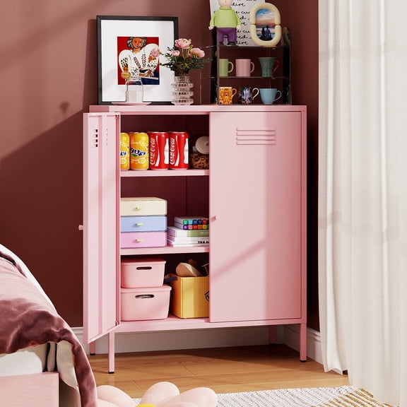 Fumedo Metal Cabinet,Metal Locker Storage Cabinet with 2 Doors and Adjustable Shelves