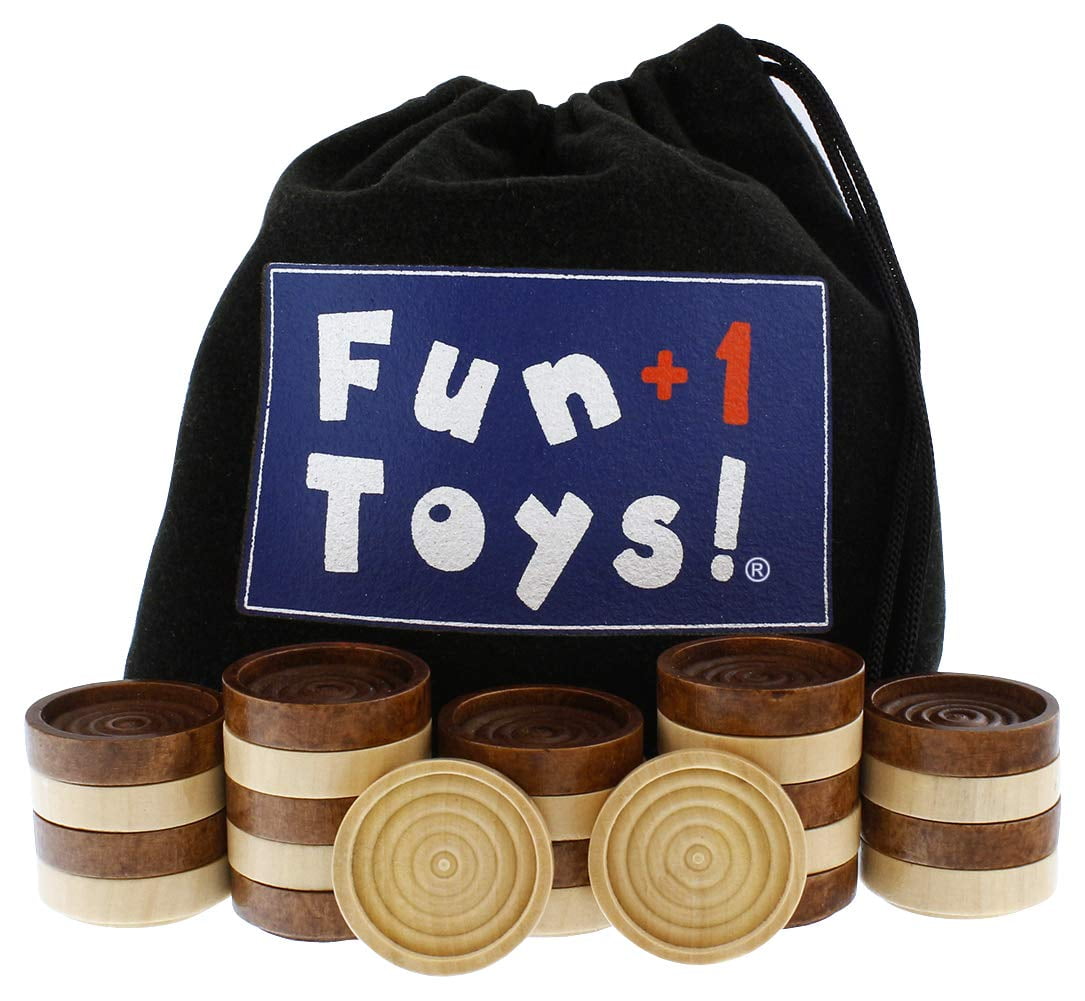 Fun+1 Toys!, Classic Wood Checkers, 1.25 inch size, Stackable Pieces ...